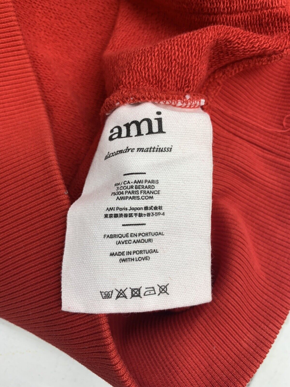 Alexandre Mattiussi Ami Paris De Caur Red Pullover Hoodie Size Medium -  beyond exchange