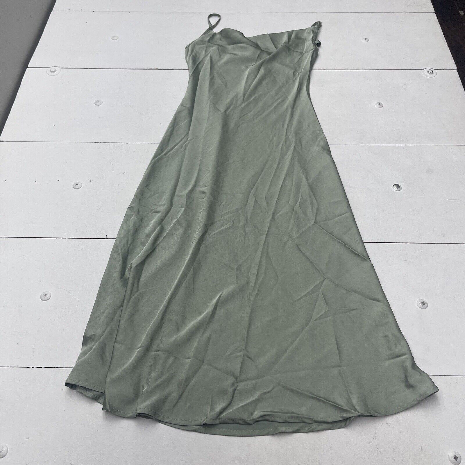 Shein Green Satin Cowl Neck Maxi Slip Dress Women's Size Small - beyond  exchange