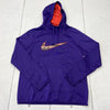 Nike Therma Fit Purple Logo Long Sleeve Hoodie Sweatshirt Women Size Medium