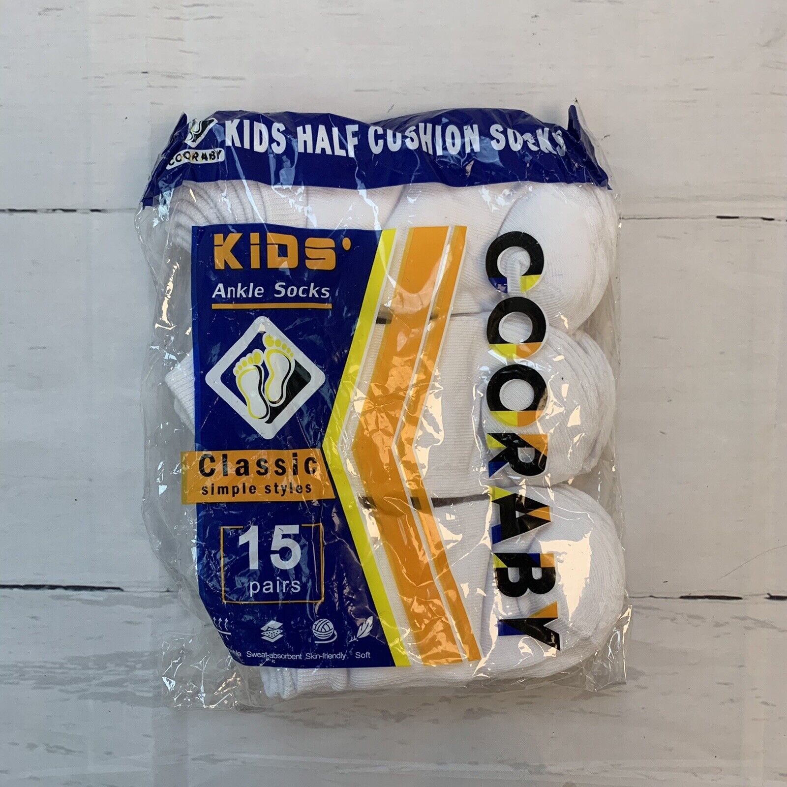 cooraby Kids ankle socks 15 white pairs