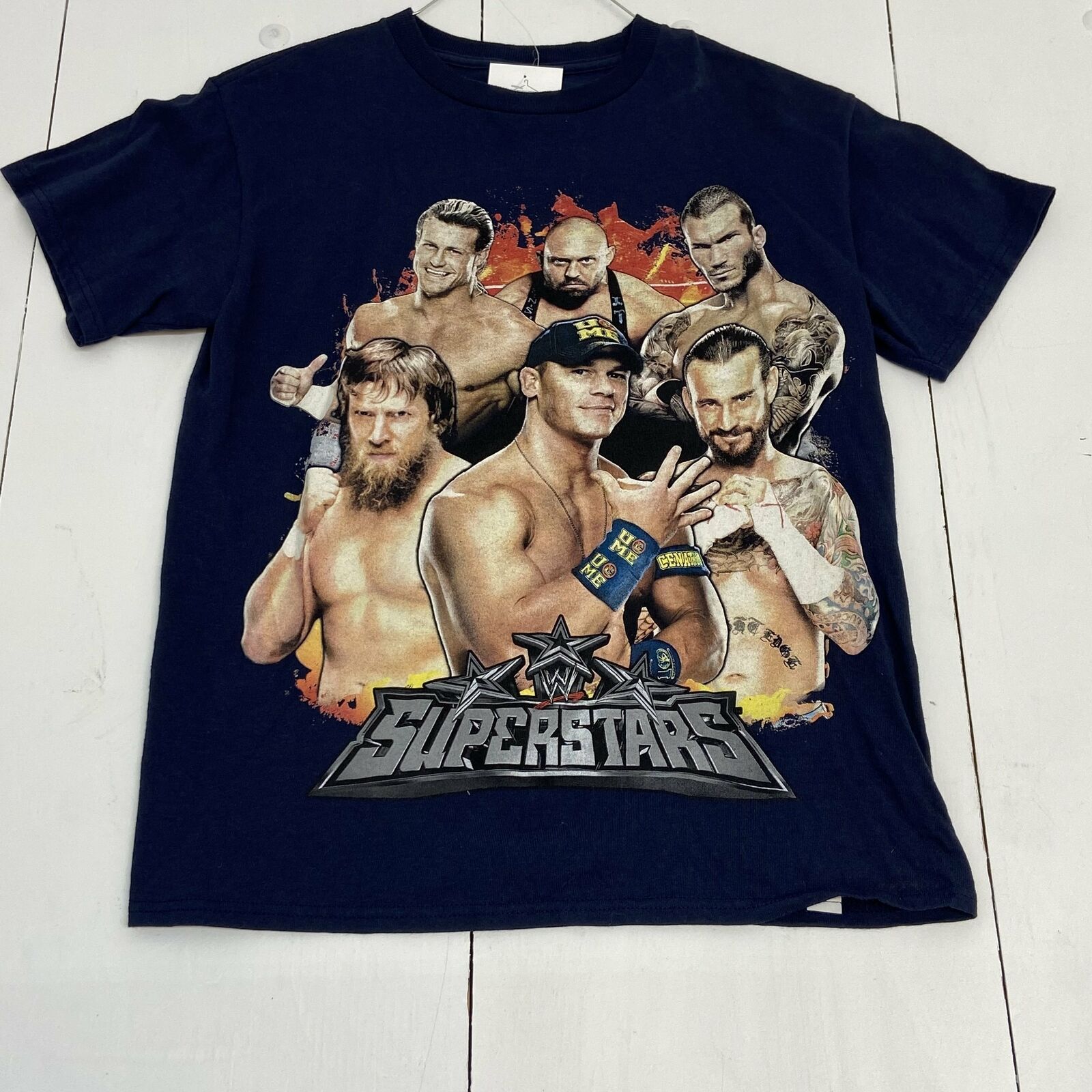 WWE Wrestling Superstars Navy Short Sleeve Graphic T Shirt Youth Boys Size XL