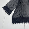 Cindy G Collection Black Sheer Crotchet Hem Long Seeve Women’s Size M/L