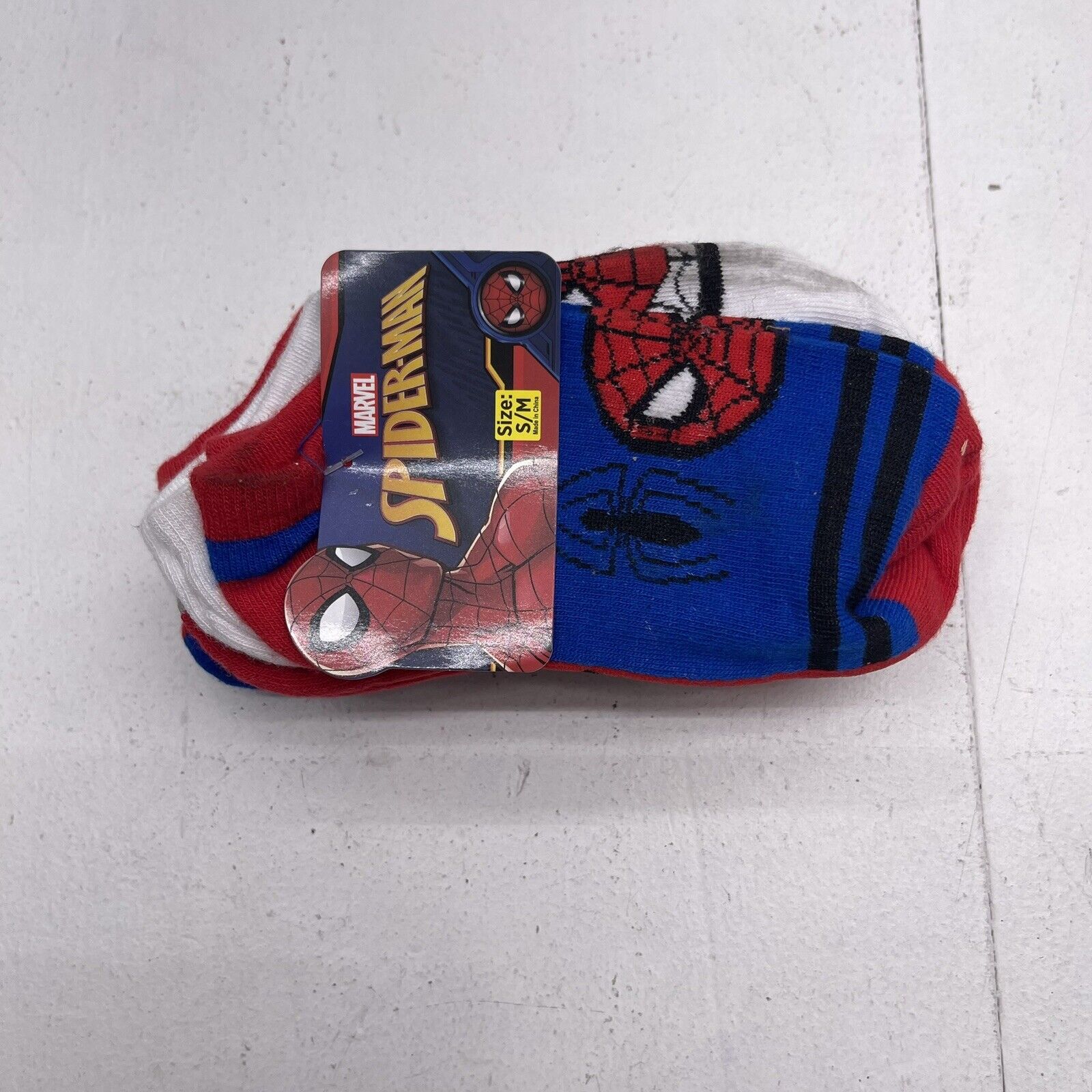 Marvel Spider-Man Multicolor 6 Pack No Show Ankle Socks Youth Boy S/M New Defect