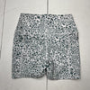 Evolution &amp; Creation White &amp; Blue Cheetah Print Biker Shorts Women’s Size Large