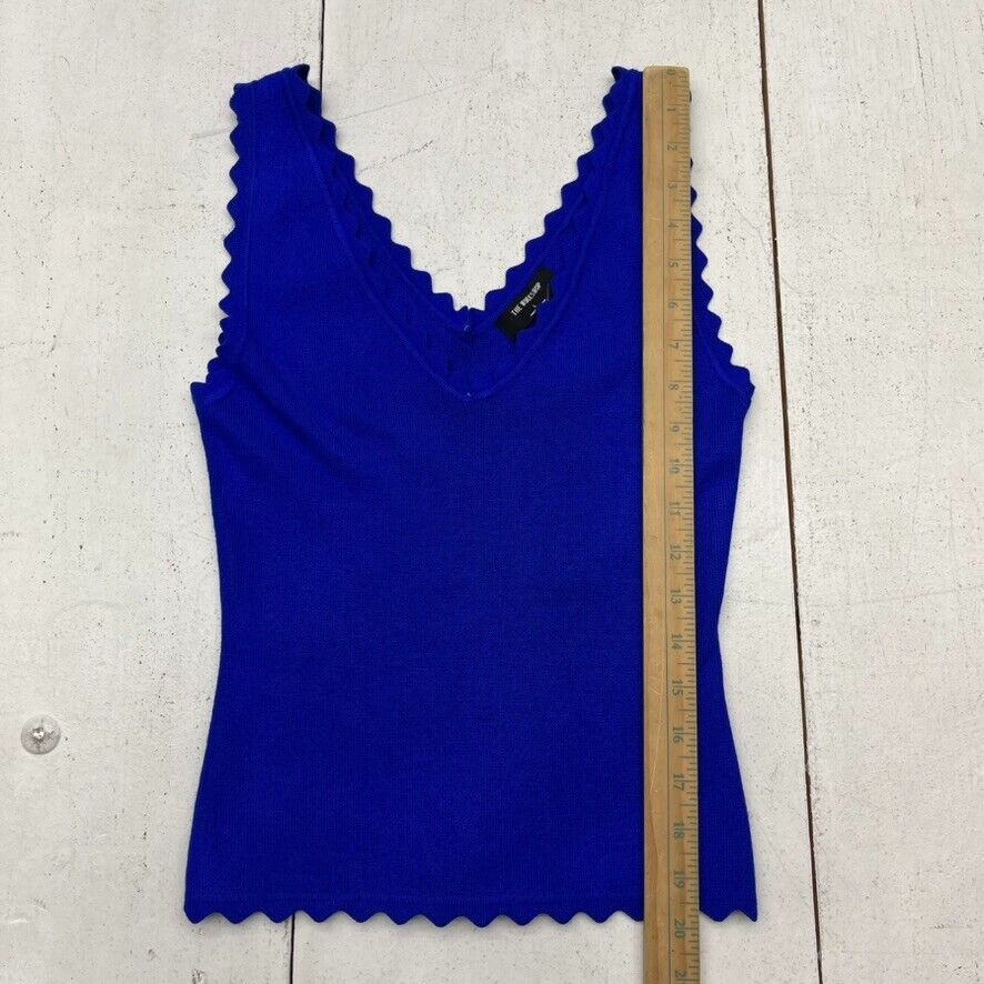 The Workshop Royal Blue Scalloped Edge V-Neck Tank Top Women's