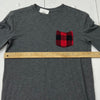 GAP Kids Gray Long Sleeve T-Shirt Youth Boy Size XL Red Plaid Pocket