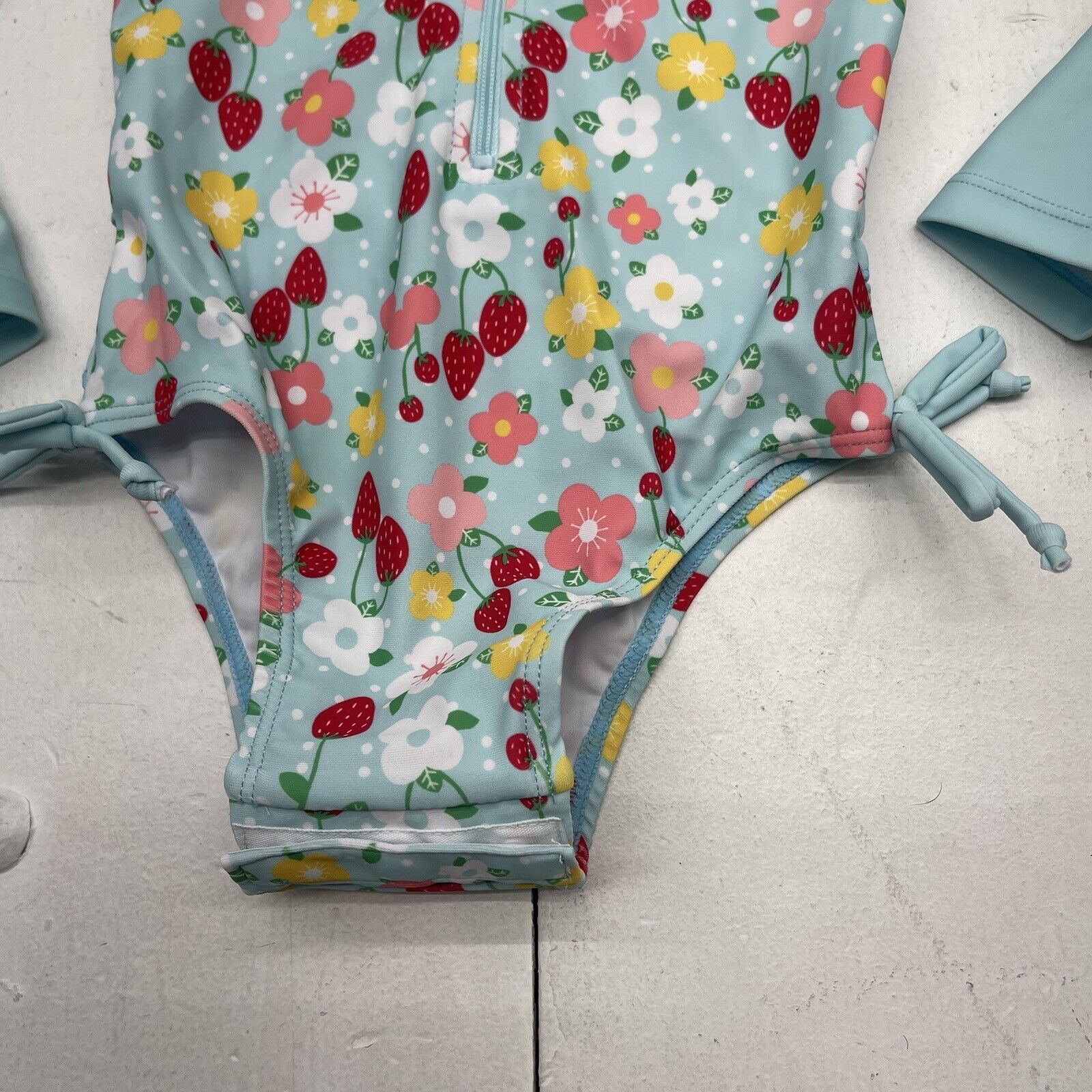 Kavkas Blue Floral Strawberry One Piece Rash Guard Swimsuit Infant