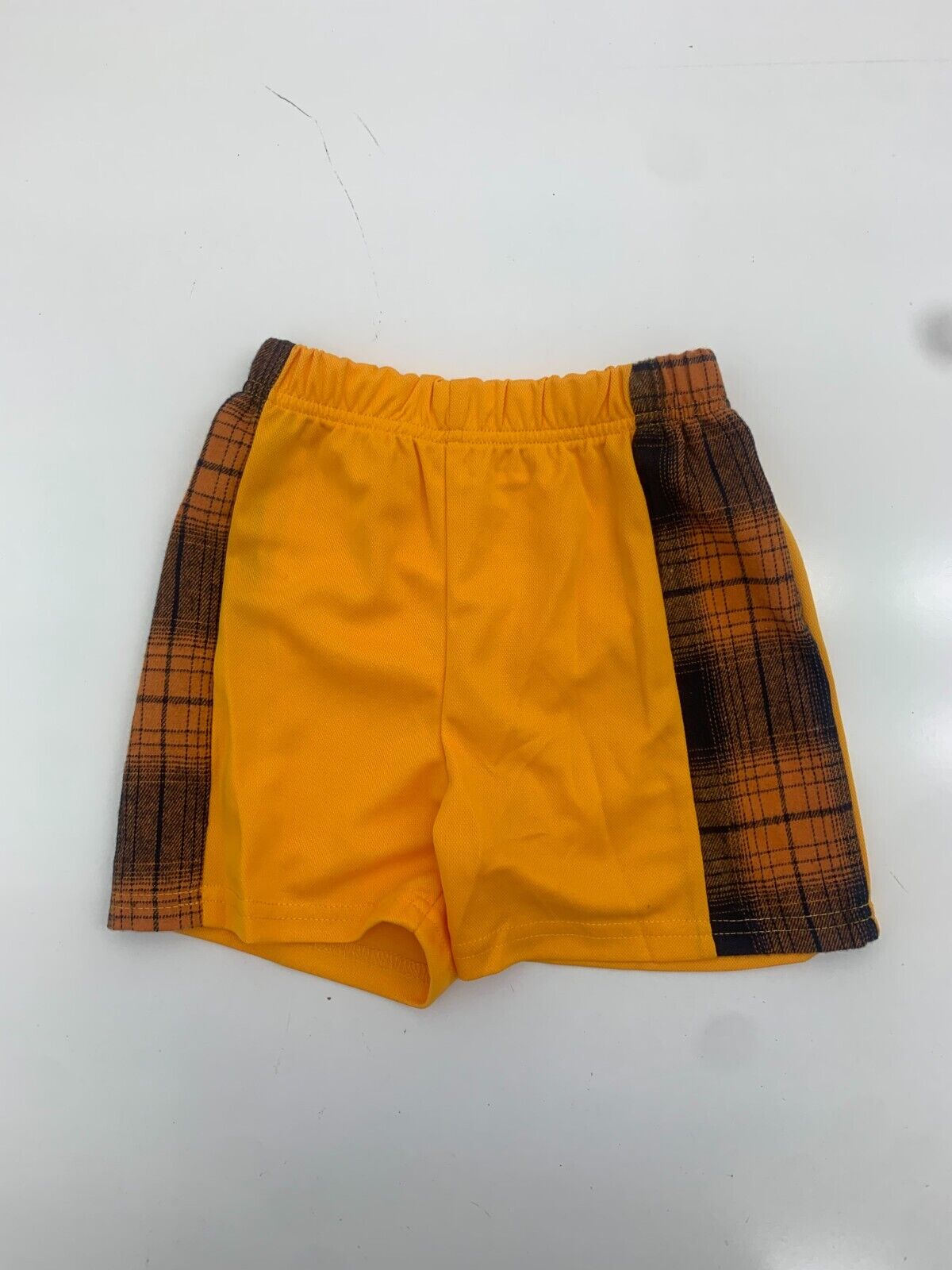 Boys Yellow Black Side Plaid Athletic Shorts Size 3-4Y