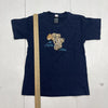 Punch Design Navy Blue Animal Embroidered T Shirt Youth Size 6