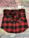 Pistola Womens Emilie Red Plaid Tie-Front Mini A-Line Skirt Size Large