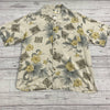 Vintage Banana Cabana Tan Tropical Hawaiian Silk Button Up Shirt Men Size Large