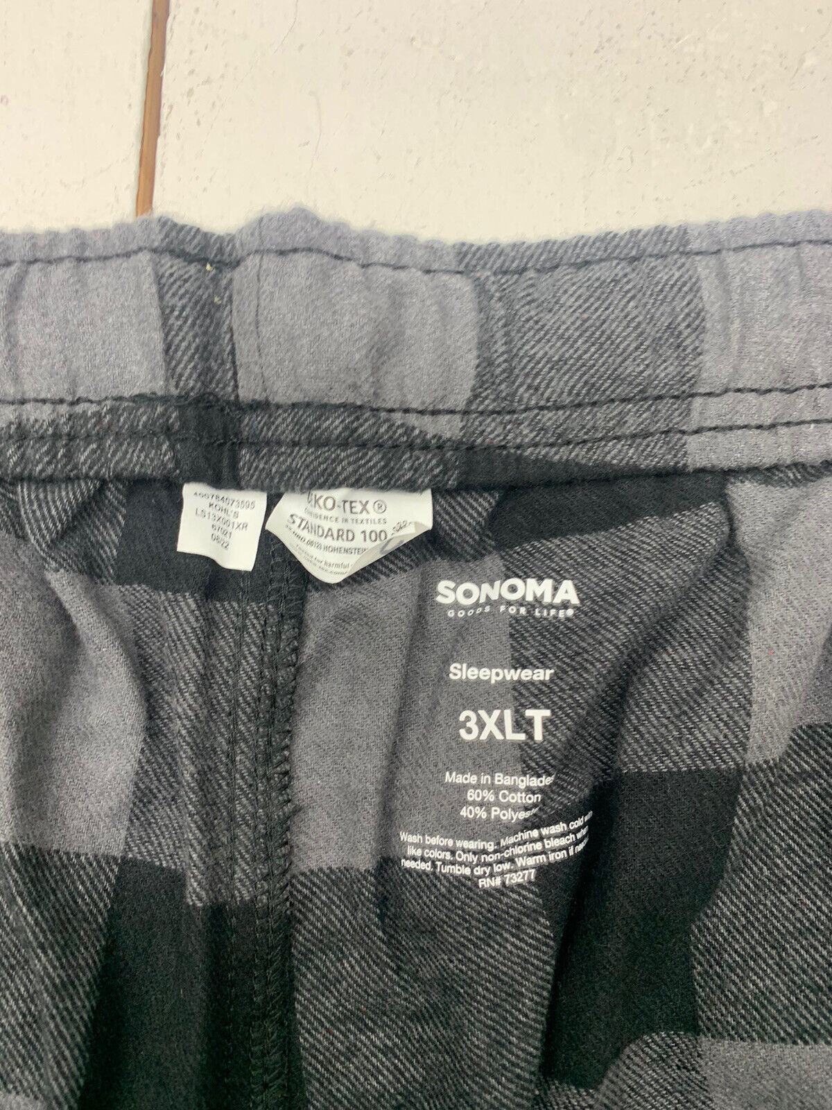 Sonoma black and white Buffalo plaid pajama pants, XXL NWT