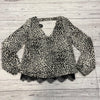 Daytrip Leopard Print Lace Hem Long Sleeve Blouse Women’s Size Small