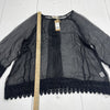 Cindy G Collection Black Sheer Crotchet Hem Long Seeve Women’s Size M/L