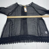 Cindy G Collection Black Sheer Crotchet Hem Long Seeve Women’s Size M/L