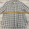 Loft White Blue Plaid Long Sleeve Button Up Blouse Shirt Women Size M NEW