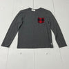 GAP Kids Gray Long Sleeve T-Shirt Youth Boy Size XL Red Plaid Pocket