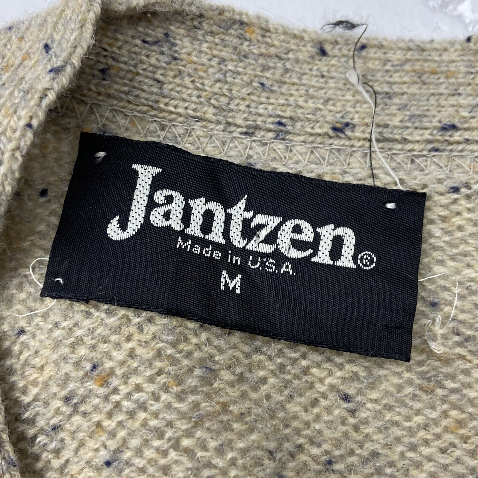 Vintage Jantzen Beige Button Up Cardigan Sweater Men Size Medium