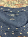 Tommy Hilfiger Blue Short Sleeve T Shirt Polka Dots With Embelished H Women’s L
