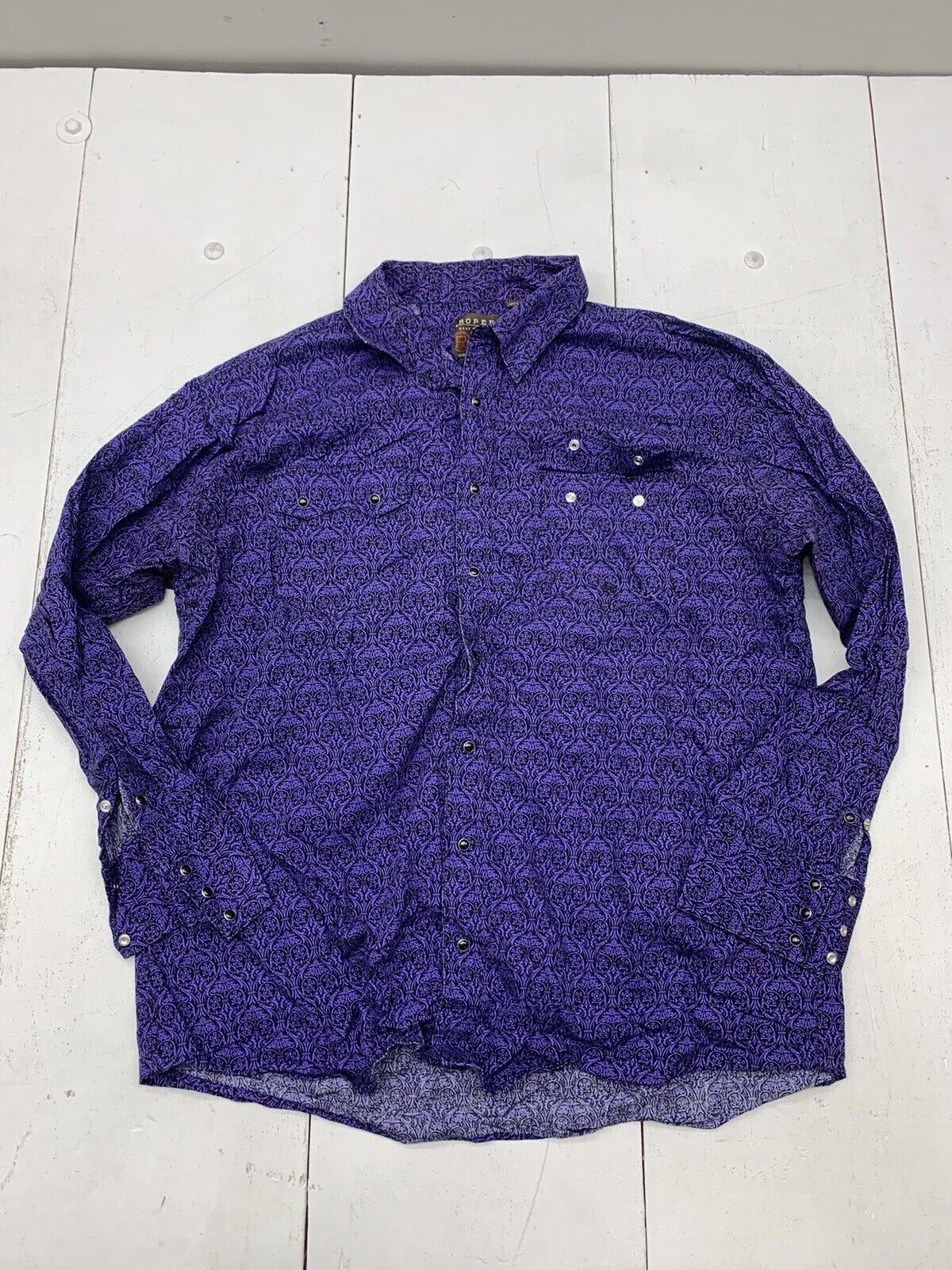 Roper Mens Purple Black Button Snap Long Sleeve Shirt Size 2XL - beyond  exchange