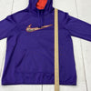 Nike Therma Fit Purple Logo Long Sleeve Hoodie Sweatshirt Women Size Medium