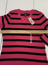 Copper Key Juniors Girls Long Sleeve Shirt Size 16 Pink/Black Stripes VNeck New