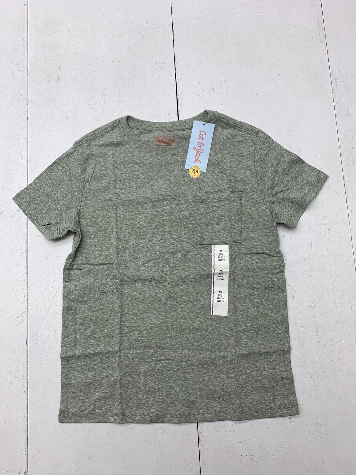 Cat & Jack Boys Grey/Green Short Sleeve Shirt Size Medium