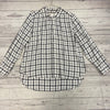 Loft White Blue Plaid Long Sleeve Button Up Blouse Shirt Women Size M NEW