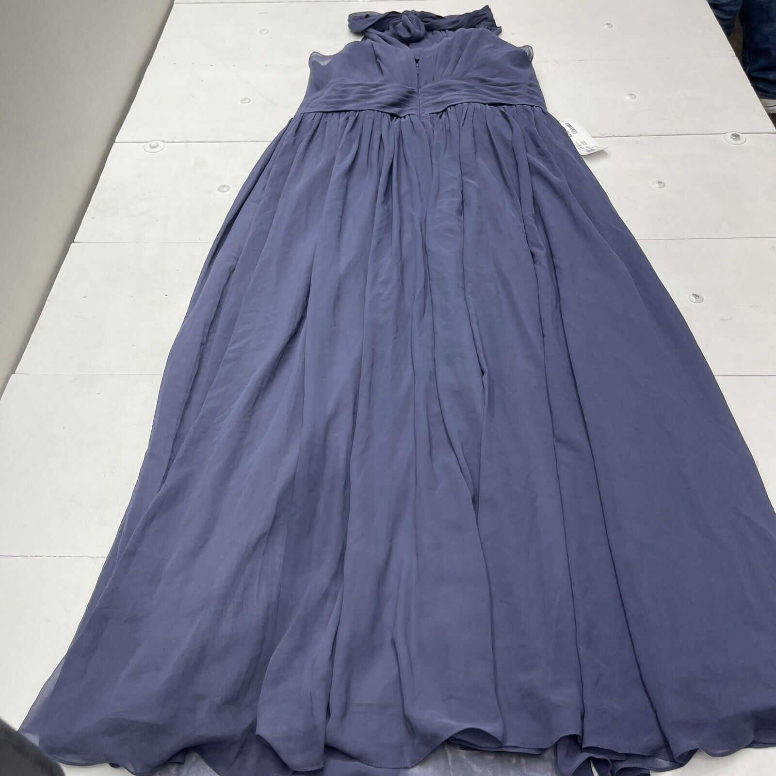 Azazie Iman Stormy Blue Chiffon Bridesmaids dress Women's 18 New Defec -  beyond exchange