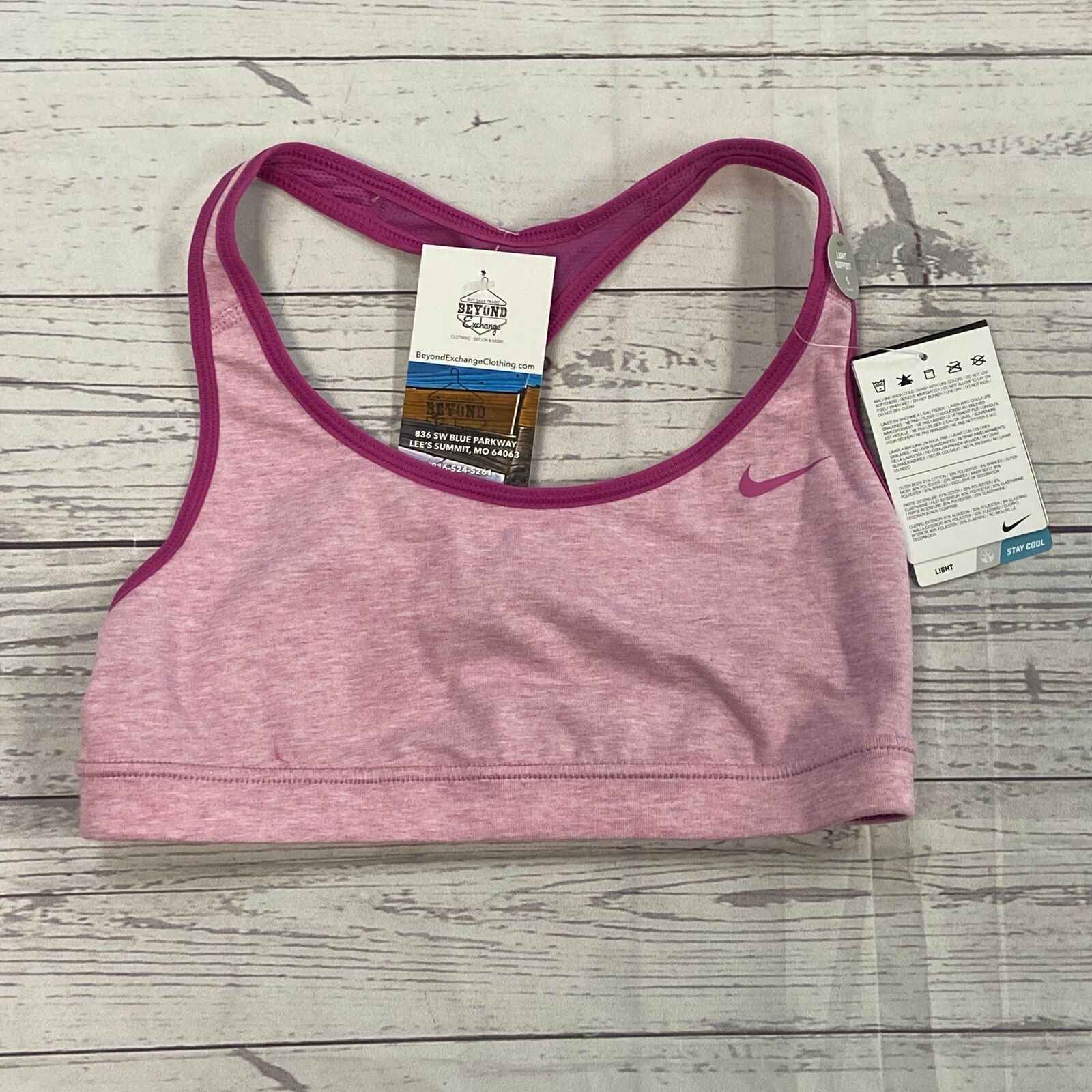 Nike Dri-Fit Sports Bra Small Pink and Black Indy Light Support