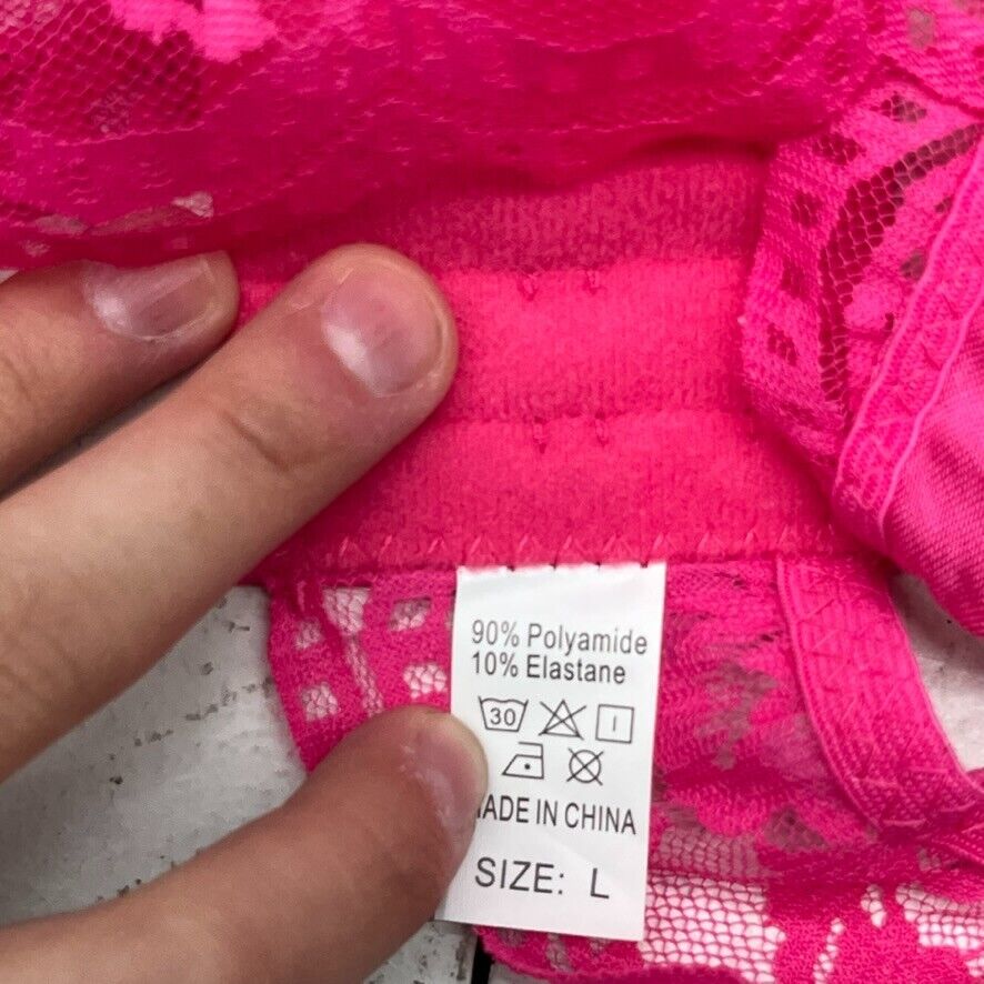 Hot Pink Lace Bralette Women's Size Large NEW - beyond exchange