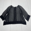 Cindy G Collection Black Sheer Crotchet Hem Long Seeve Women’s Size M/L