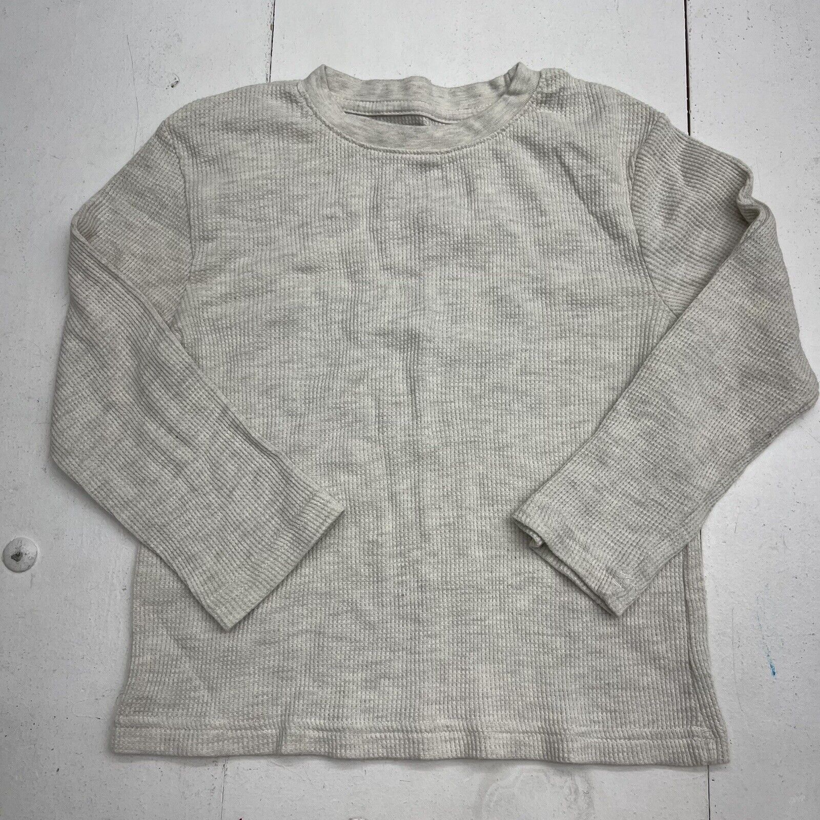 There Abouts Ivory Waffle Knit Long Sleeve T-Shirt Boys Size XXS