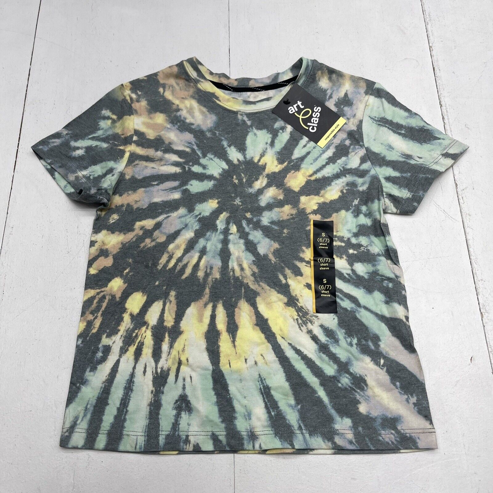 Art Class Grey Tie Dye Short Sleeve T Shirt Youth Boys Small New