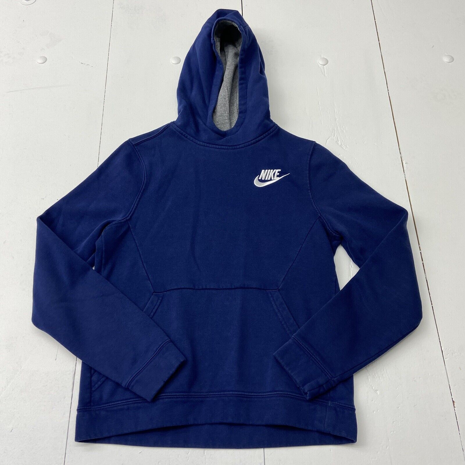 Nike Blue Long Sleeve Pullover Hoodie Sweatshirt Youth Boys Size L