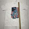 The Children’s Place White American Flag Dino Graphic Print Tee Boys Size XL NEW