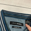 John Henry Modern Fit Striped Button Down Long Sleeve Blue Mens Size XL