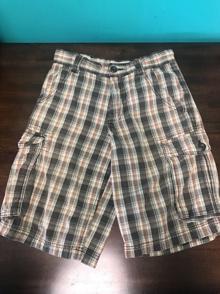 Arizona The Original Jean Company Youth Boys Plaid Shorts Size 12R Waist Adjust.