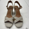 Lucky Brand Natural Metallic Linen Maeylee Wedge Sandals Womens Size 9 NEW