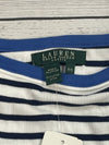 Ralph Lauren White And Blue Striped 3/4 Sleeve T Shirt Women’s Size PS