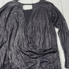 Trouve Gray Metallic Long Sleeve Shirt Blouse Open Center Back Women Size L NEW