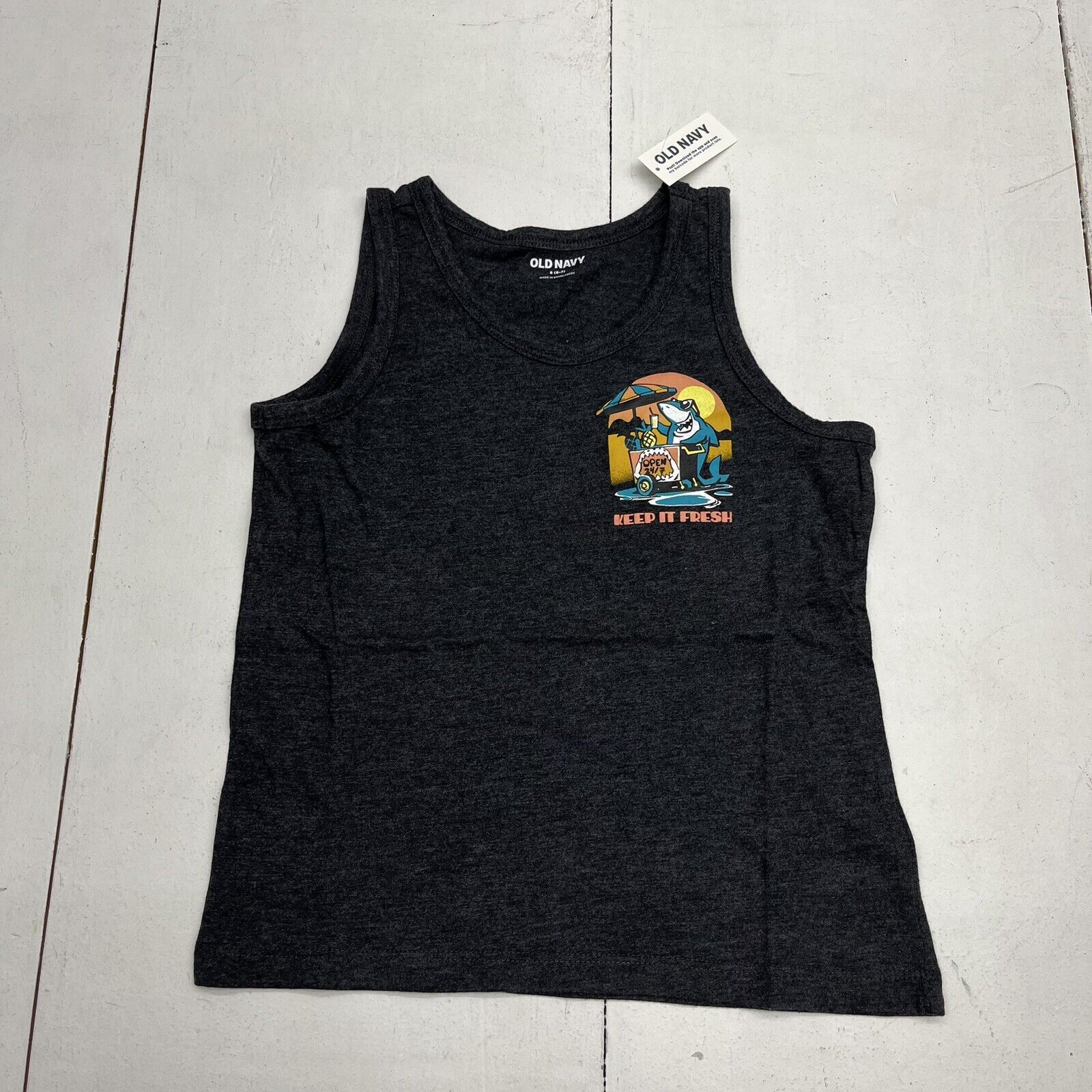 Old Navy Charcoal Gray Softest Graphic Tank Top Boys Size Small NEW