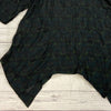M Square Boutique Black Green Print Half Sleeve Blouse Tunic Women Size XL Fit N