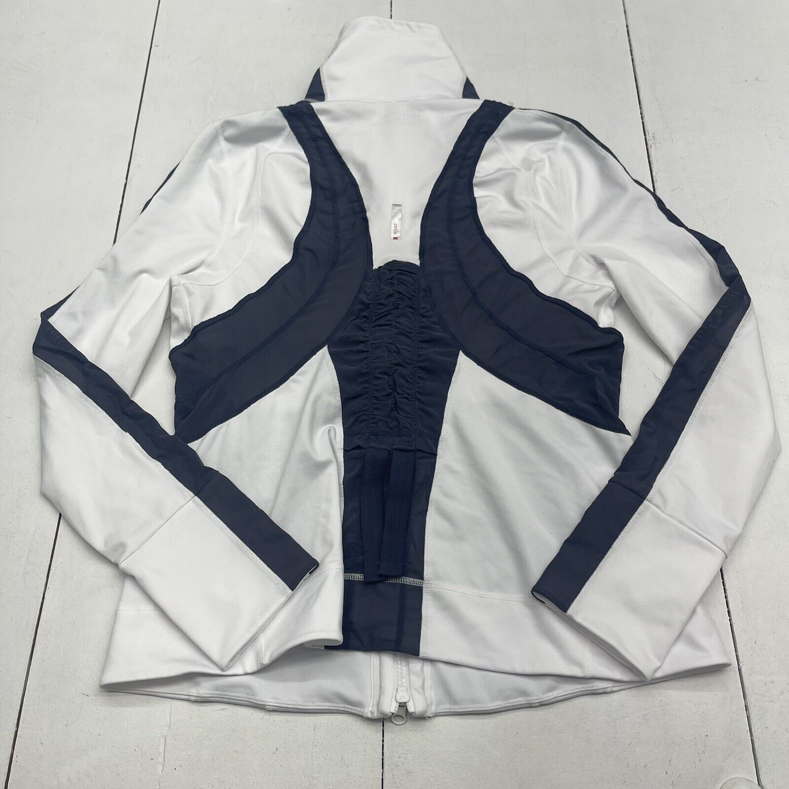 Zella White Gray Mesh Long Sleeve Zip Up Jacket Women's Size XL