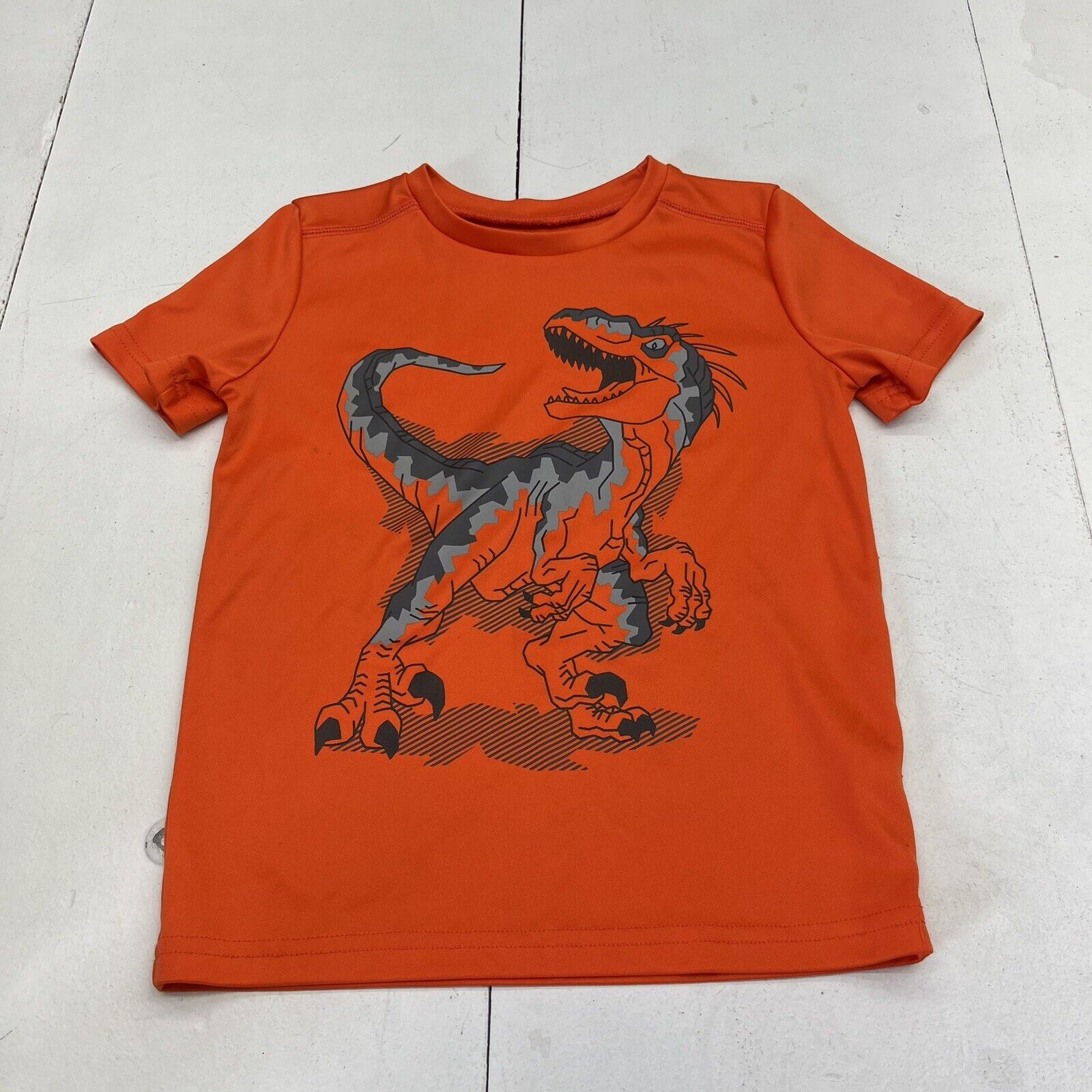 Jumping Beans Orange Dinosaur Graphic Print Short Sleeve Tee Boys Size 5