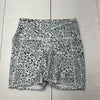 Evolution &amp; Creation White &amp; Blue Cheetah Print Biker Shorts Women’s Size Large