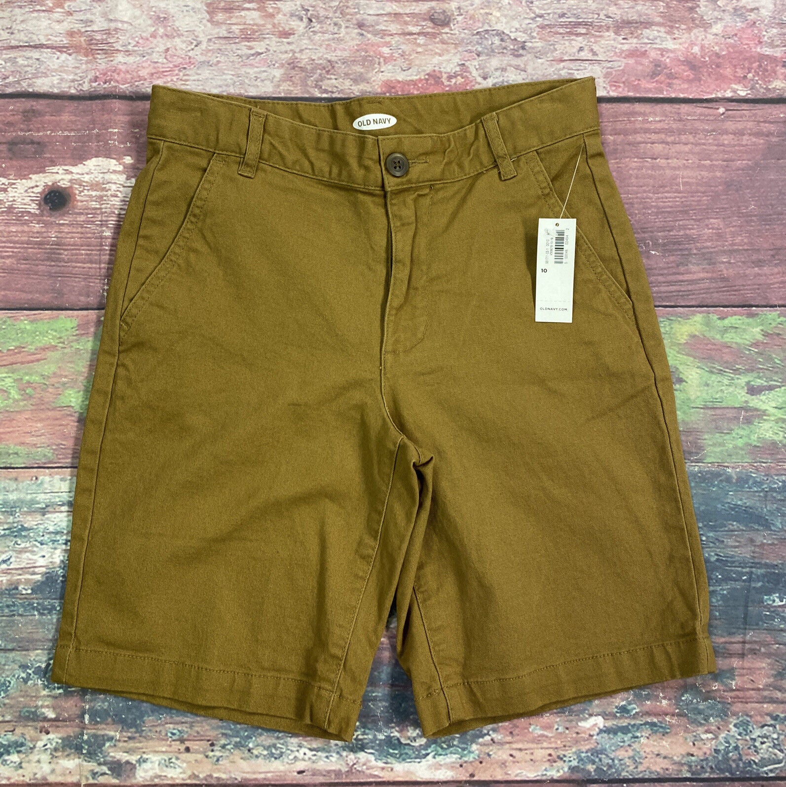 OLD NAVY BOYS SIZE 10 BUILT IN FLEX KHAKI TAN ADJUSTABLE WAIST SHORTS