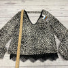 Daytrip Leopard Print Lace Hem Long Sleeve Blouse Women’s Size Small