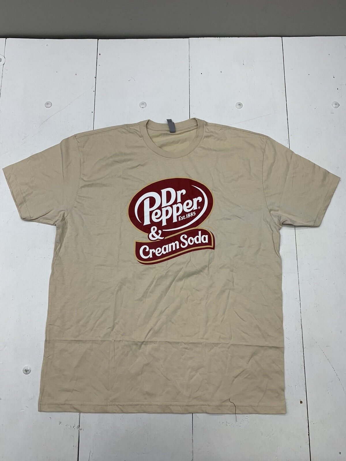 Custom Graphic Short Sleeve Shirt Tan Dr Pepper Cream Soda Adult Size XL