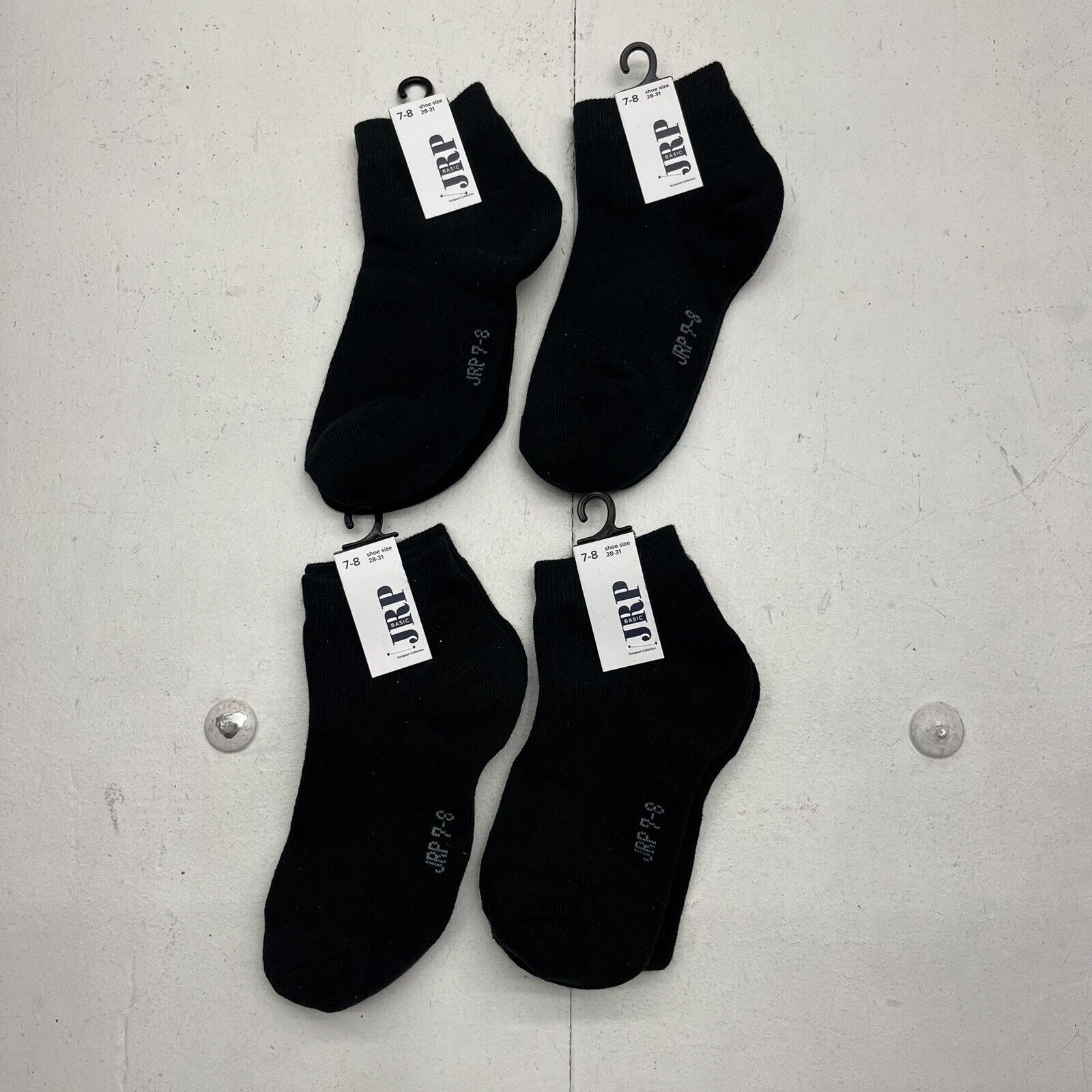 JRP Basic Black Ankle Socks 4 Pack Boys Size 28-31 NEW